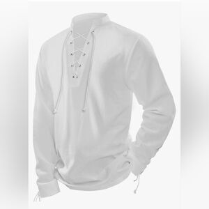 Mens Renaissance Medieval Viking Pirate Shirt Beige Large Halloween NTW